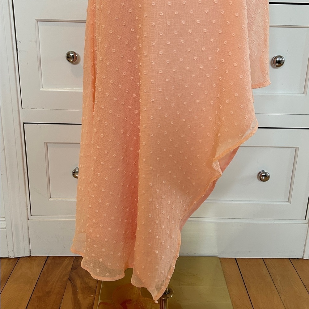 NBD Revolve Pink Swiss Dot Asymmetrical Hem Dress | Light Pink | Size XL - Picture 3 of 8